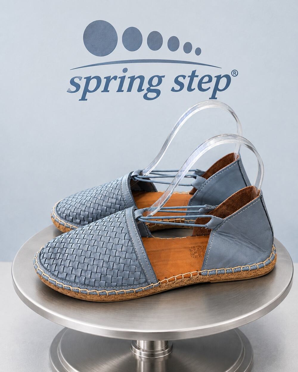 NWOB Spring Step Clovae Blue Woven Leather Espadrille Flats EU 39 US 8.5
